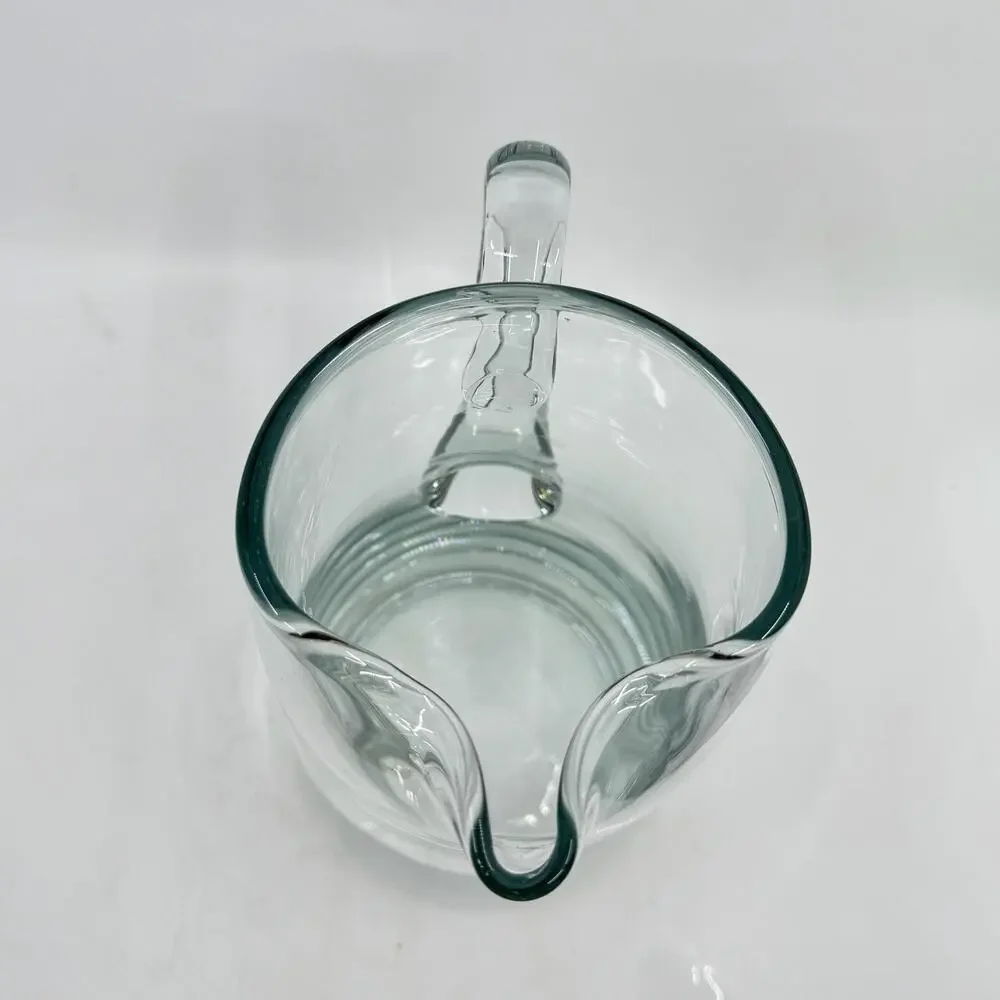 Vintage MCM Hand Blown Clear Glass Pitcher